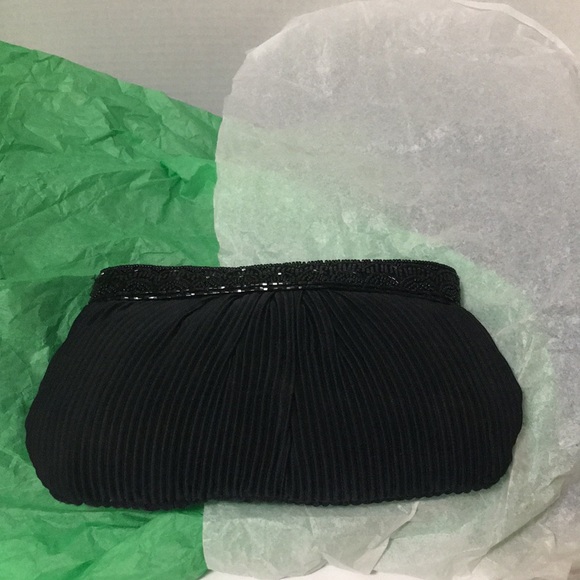 Accordion Satin Formal Clutch with Shiny Beads EUC - Picture 5 of 8